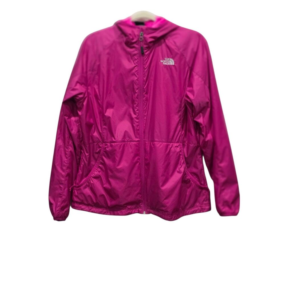 The North Face Women's L Pink Plush Fleece Lined Hooded Windbreaker Jacket A37C
